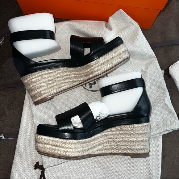 HERMES ELDA SANDAL ESPRADILLE WEDGE - Picture 4 of 12